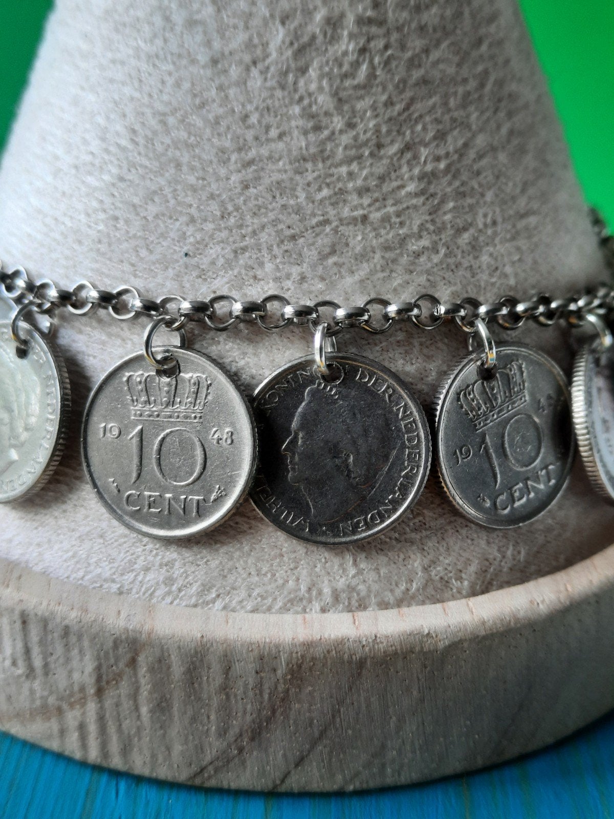 Wilhelmina Dubbeltjes Armband. Lengte 19cm, Sieraden, Tassen en Uiterlijk, Armbanden, Ophalen of Verzenden, Zo goed als nieuw