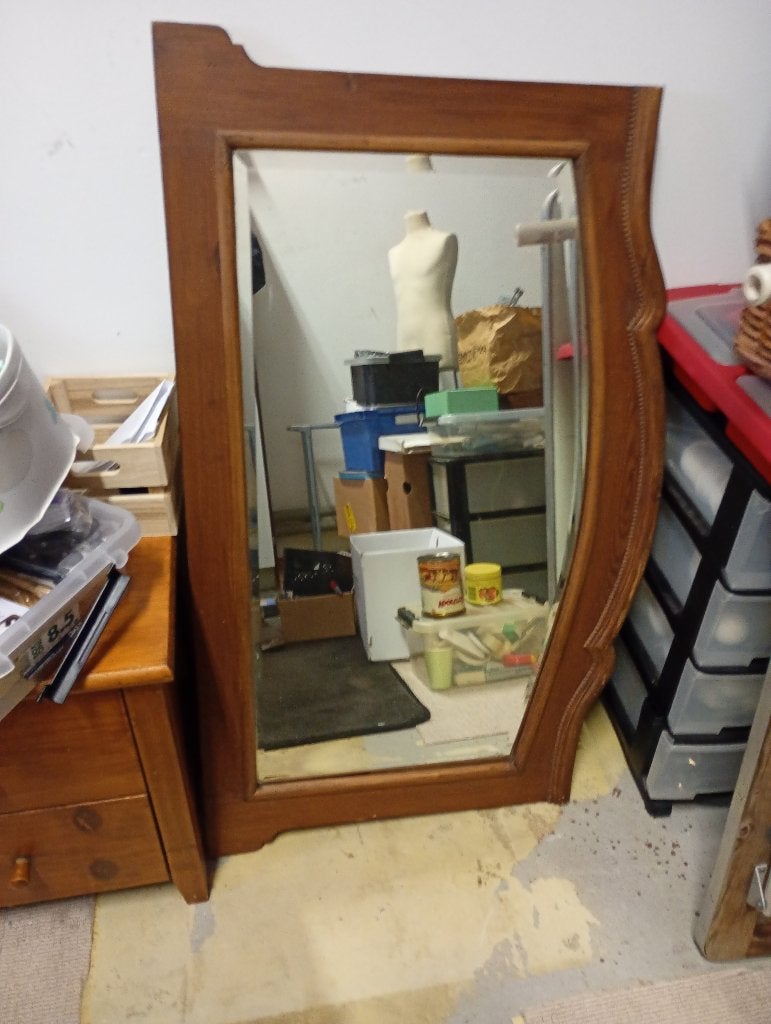 RETRO EIKEN SPIEGEL, Ophalen, Zo goed als nieuw, 75 tot 100 cm, Minder dan 100 cm