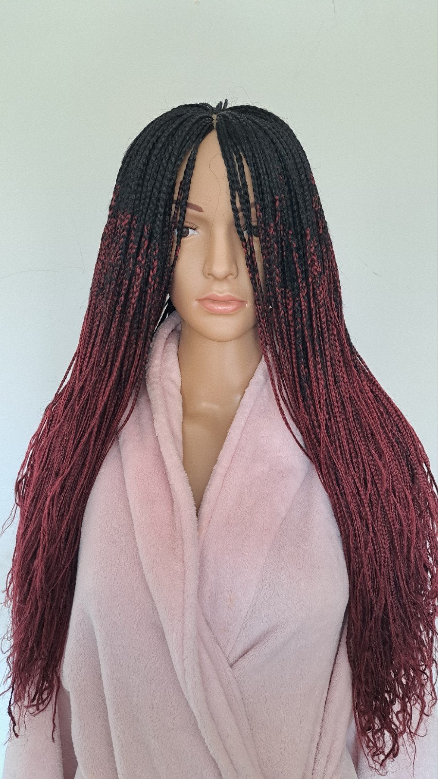 Gevlochten pruik - Zwart met rode ombre, Sieraden, Tassen en Uiterlijk, Uiterlijk | Haarverzorging, Ophalen of Verzenden
