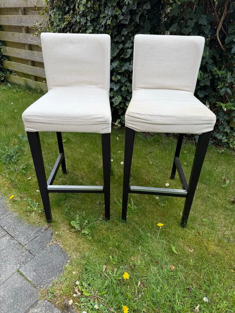 2x IKEA Henriksdal barkrukken met hoezen, Ophalen, Gebruikt, 90 cm of meer, Hout