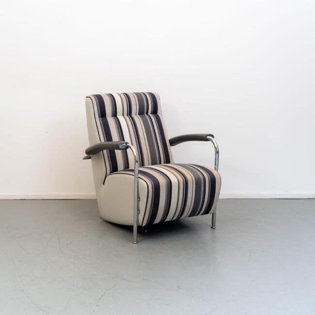 Leolux Scylla Hoog Fauteuil Grijs/Wit/Zwart Stof, Huis en Inrichting, Fauteuils, Niet ingevuld, Nieuw, Niet ingevuld, Niet ingevuld