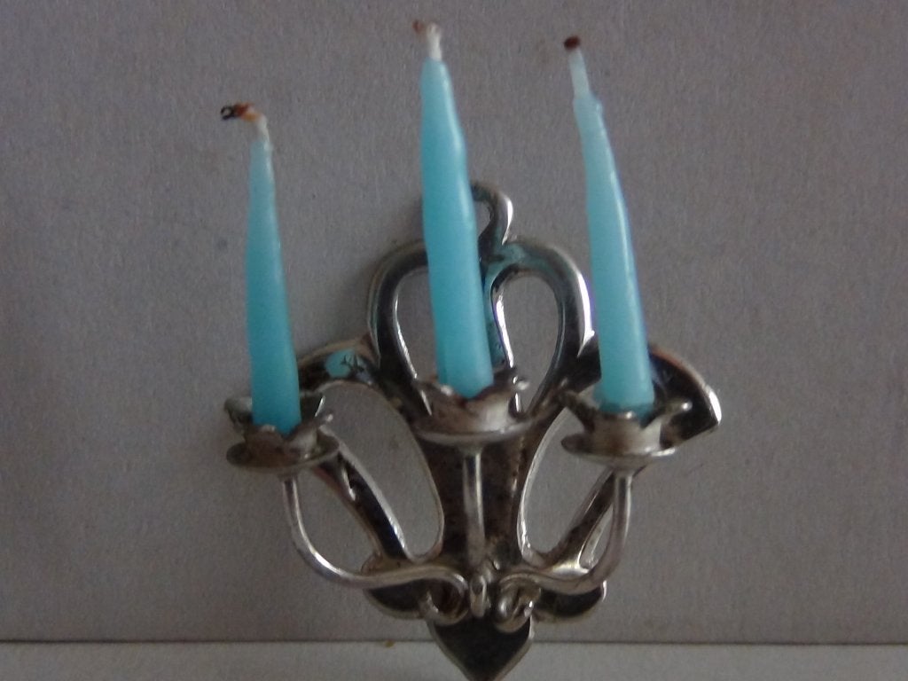 Miniatuur zilver L105-65 3wand kandelaar zilveren miniaturen, Verzenden, Zilver