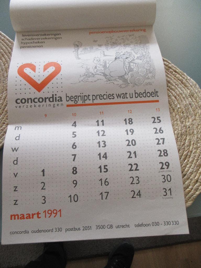 Kalender van 1991 van Concordia (tom poes/bommel), Boeken, Stripboeken, Eén stripboek, Ophalen of Verzenden, Nieuw