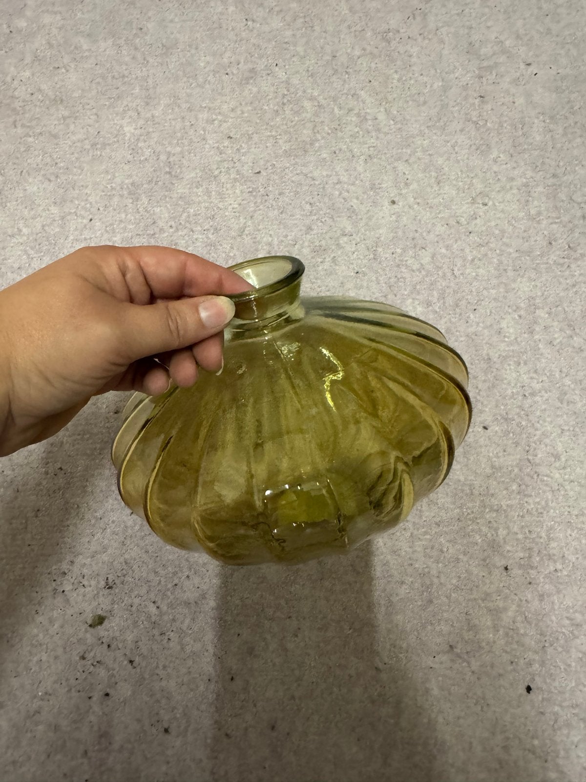 Vintage Groene Glazen Vaas - Uniek Design, Ophalen