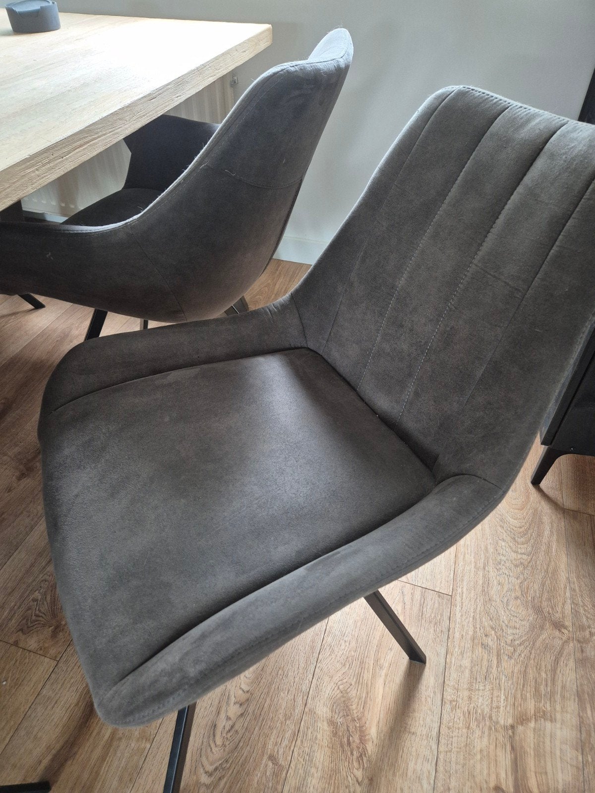 6 eetkamerstoelen (model Devano) Piet Klerkx, Ophalen, Grijs, Stof