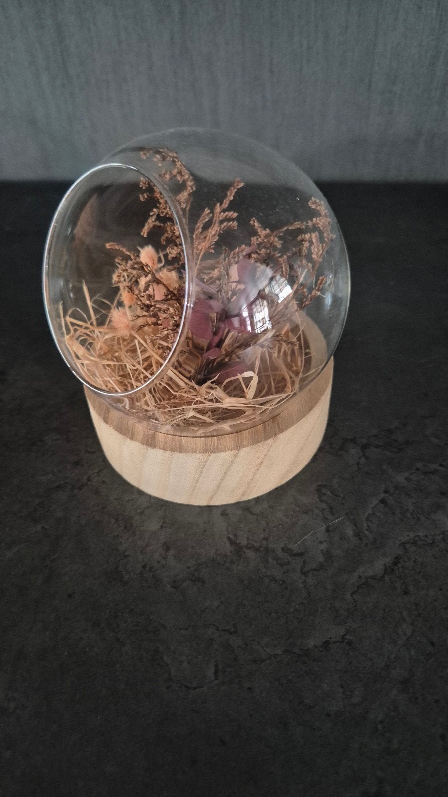 decoratiebol met gedroogde bloemen, Ophalen