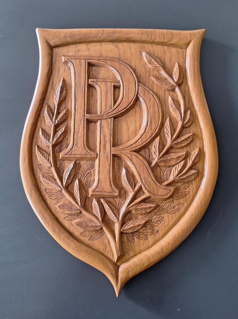 houten schild PR houtsnijwerk wand-paneel hout hxb 45x33,5cm, Overige onderwerpen, Houtsnijwerk, Ophalen of Verzenden, Handgemaakt