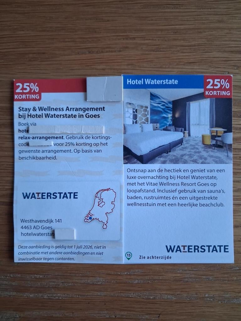STAY & WELLNESS ARRANGEMENT BIJ HOTEL WATERSTATE IN GOES!, Twee personen, 1 overnachting