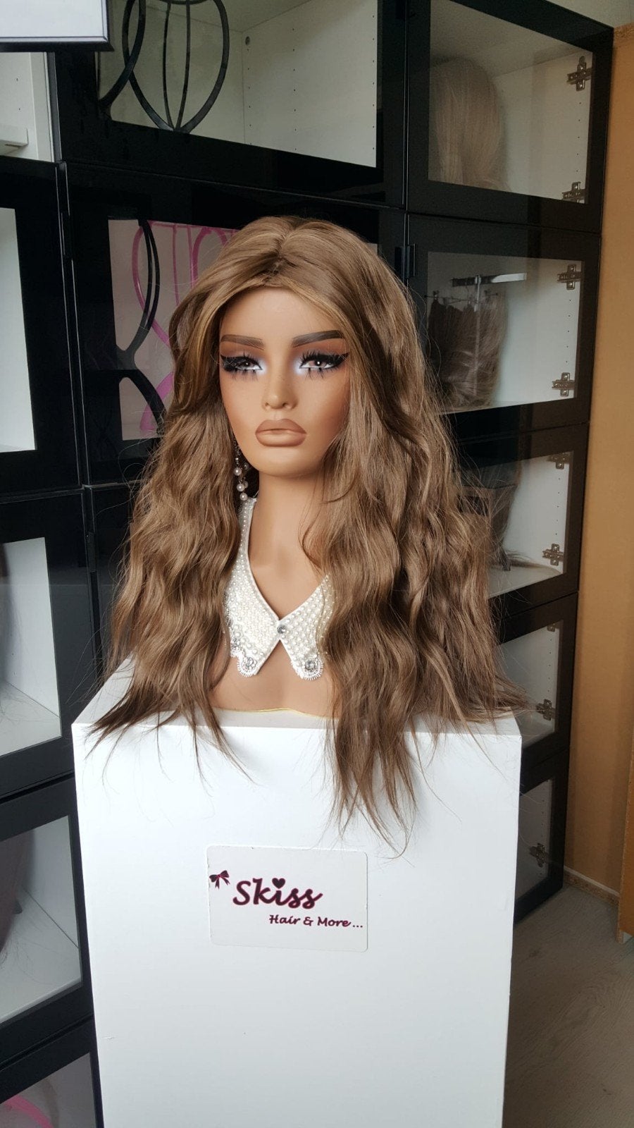 HaarTopper: #6 - Midden Bruin met Lichter - Wavy - 50/55cm, Ophalen of Verzenden, Nieuw, Pruik of Haarverlenging
