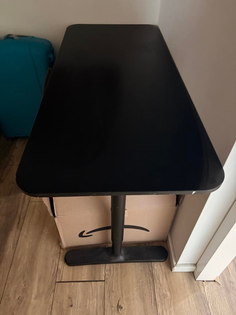 IKEA Bureau Zwart Bruin 60x140, Ophalen, Zwart, Gebruikt, Spaanplaat of MDF