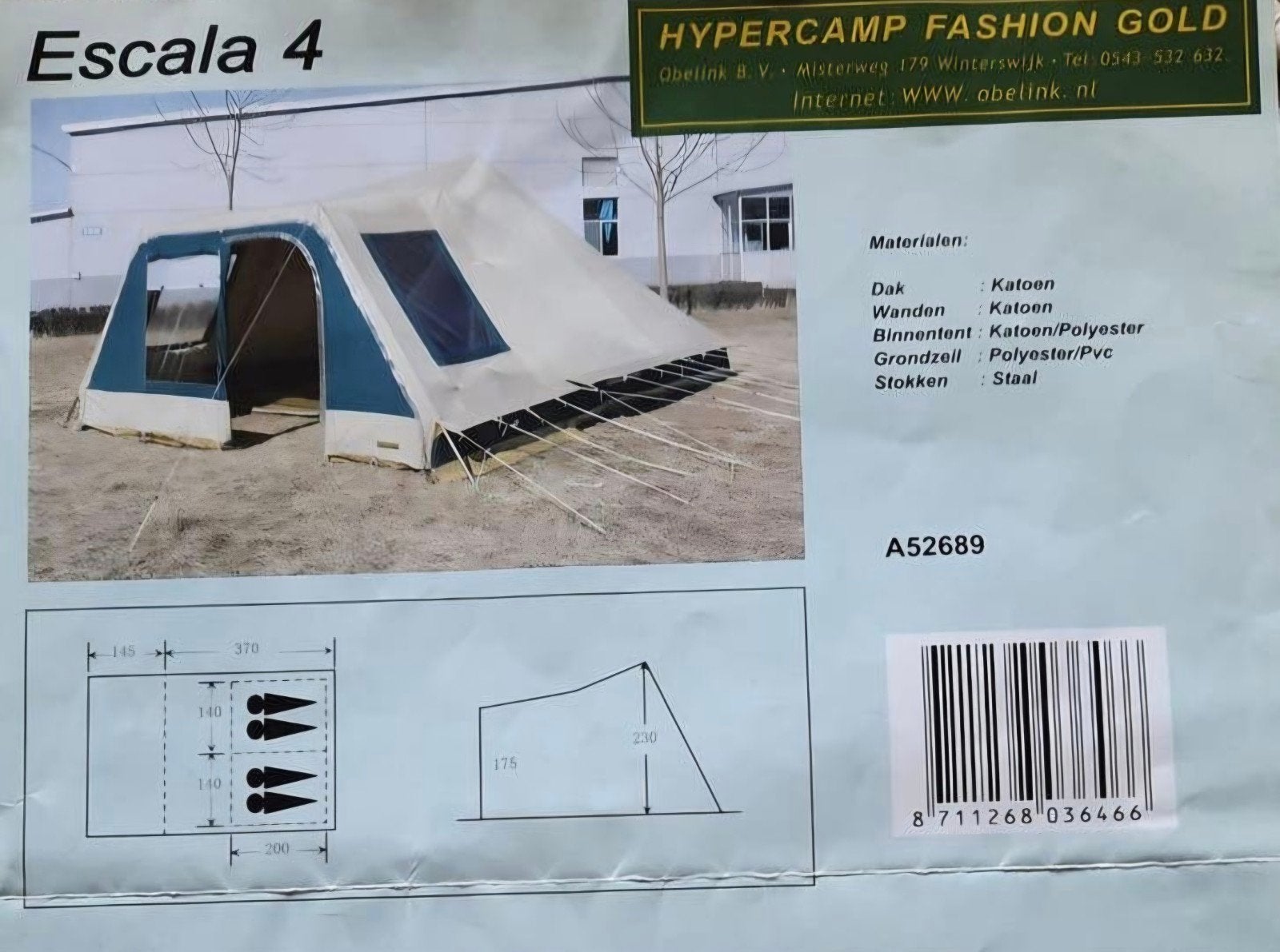 Hypercamp Fashion Gold Scala 4 tunneltent, Ophalen of Verzenden, Gebruikt, Tot en met 4