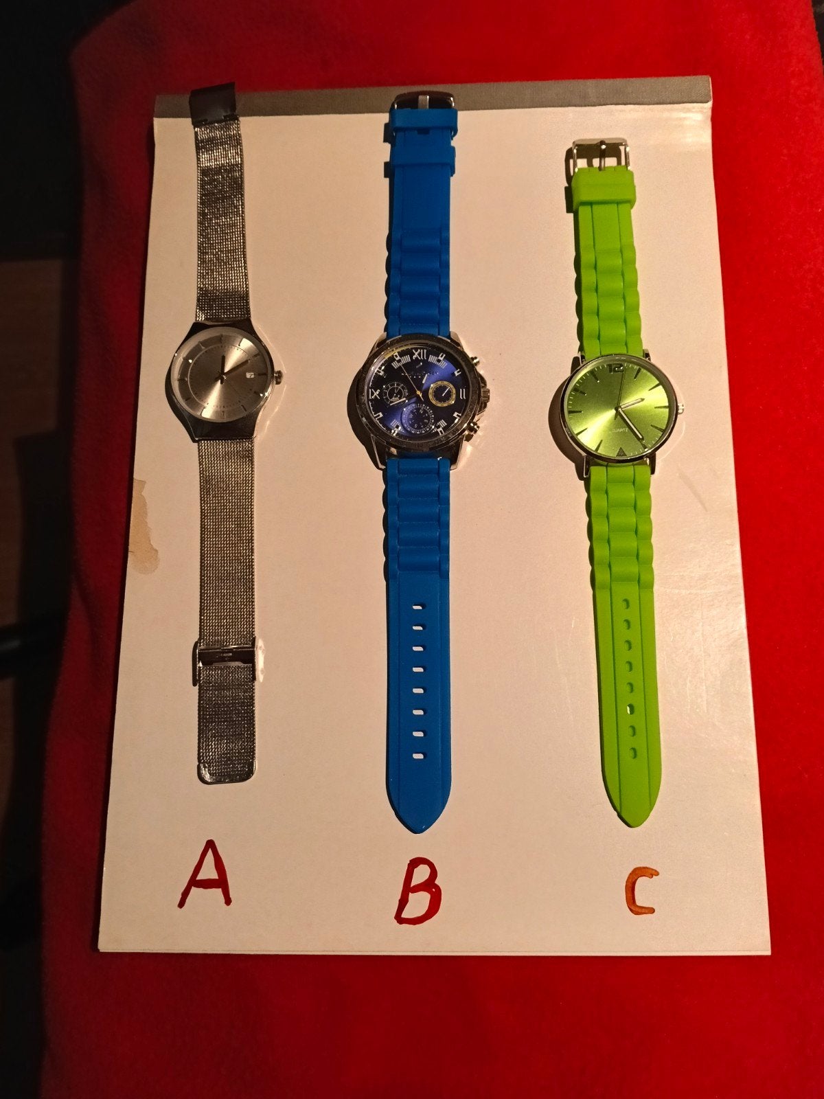 Drie horloges: A gebruikt, B en C nieuw, Sieraden, Tassen en Uiterlijk, Horloges | Heren, Overige merken, Staal, Polshorloge, Nieuw