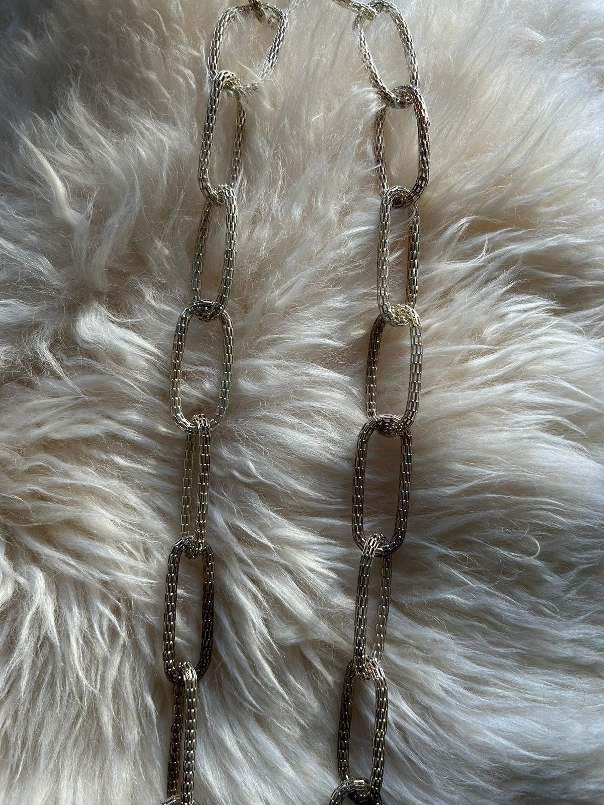 Lange zilveren schakel ketting chain, Sieraden, Tassen en Uiterlijk, Kettingen, Ophalen of Verzenden, Zo goed als nieuw, Zilver