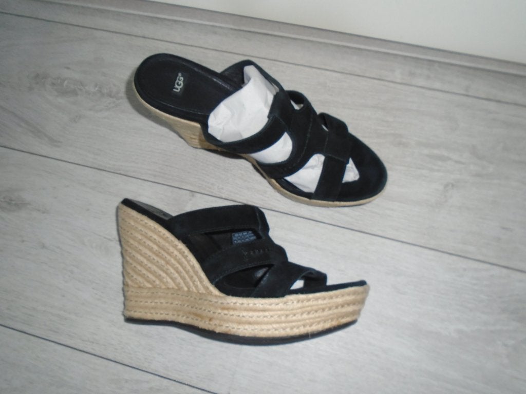 UGG Prachtige Sleehak Sandalen Schoenen Zwart maat 41, UGG, Verzenden, Zwart, Sandalen of Muiltjes