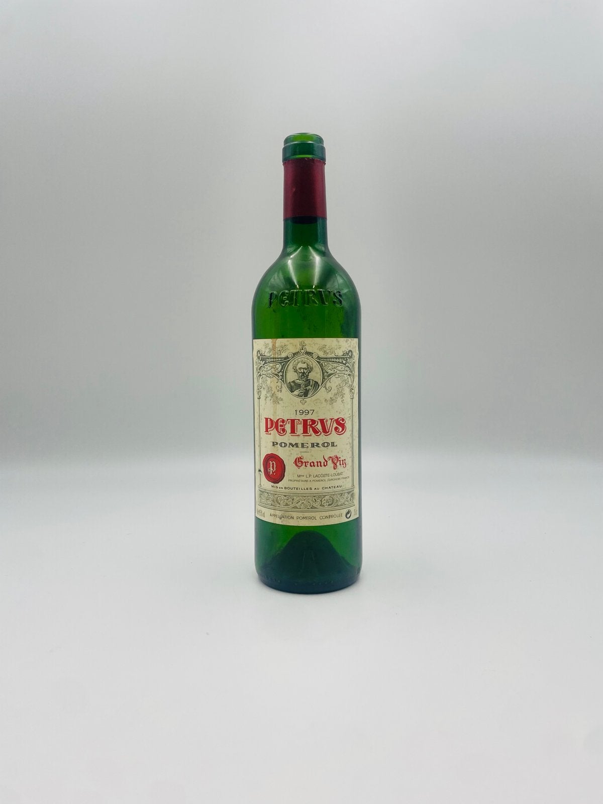 Lege Petrus 1997 Pomerol wijnfles - Decoratie/Verzamelaar, Verzamelen, Wijnen, Ophalen of Verzenden, Gebruikt, Frankrijk, Rode wijn