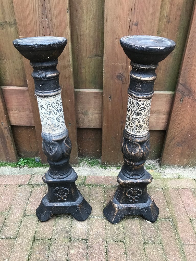 2 brocante kandelaars (50 cm), Antiek en Kunst, Curiosa en Brocante, Ophalen of Verzenden
