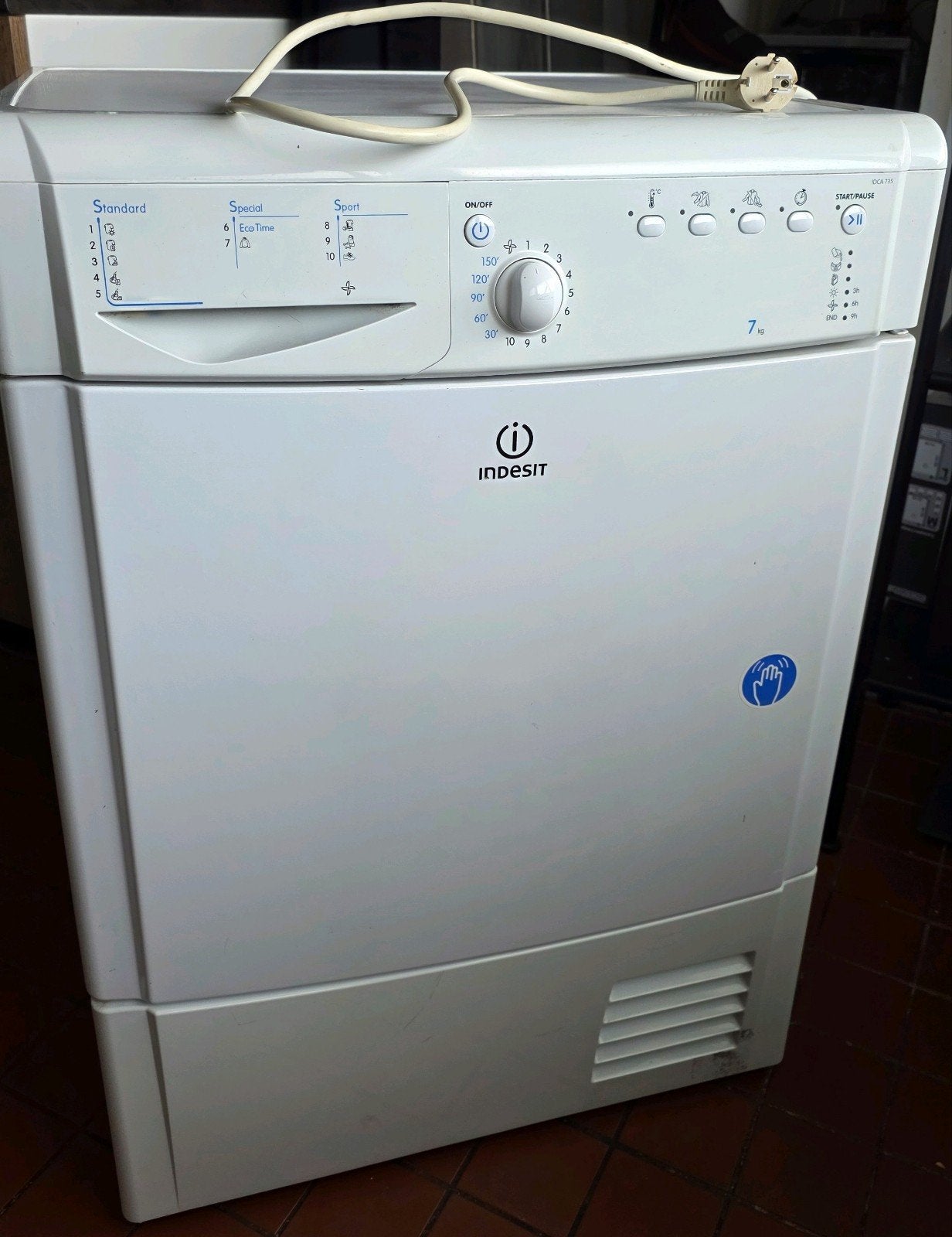 Indesit IDCA735(EU) Condensdroger - 7 kg, Witgoed en Apparatuur, Wasdrogers, Ophalen, 6 tot 8 kg, Gebruikt, 85 tot 90 cm