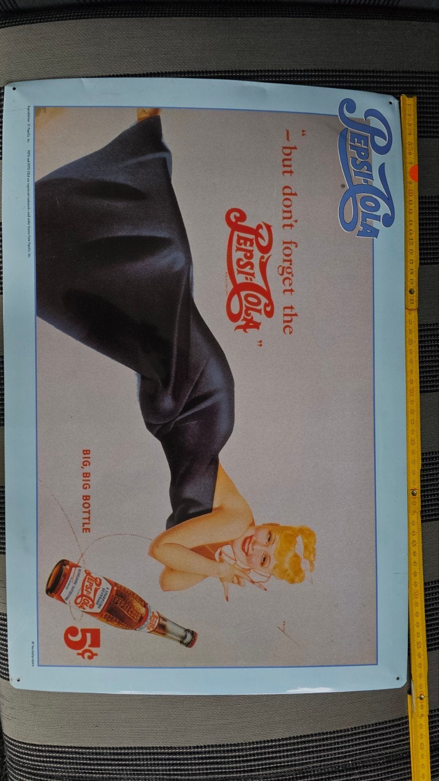 Vintage Pepsi-Cola Reclamebord - "Big, Big Bottle", Ophalen, Gebruikt, Reclamebord