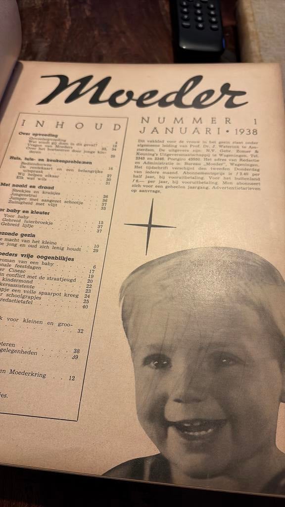 Moederdag tip tijdschrift moeder 1938 koningshuis, Ophalen of Verzenden, 1920 tot 1940, Tijdschrift