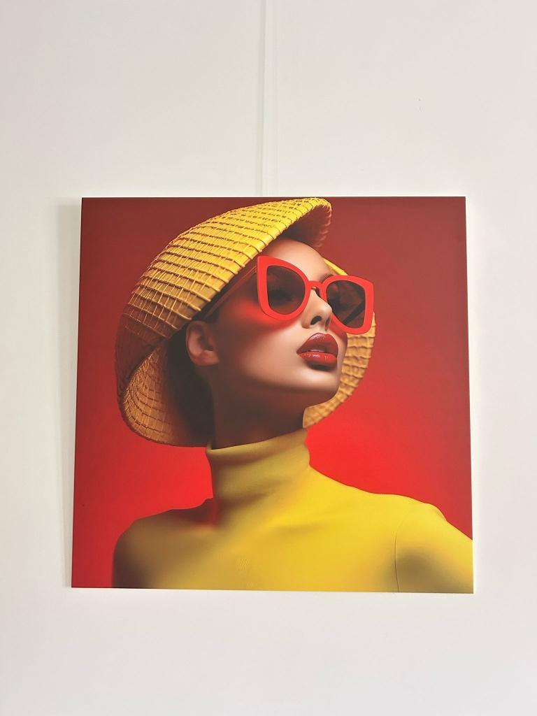 Expositie stuk op Forex vrouw portret 60 x 60 cm, Ophalen of Verzenden
