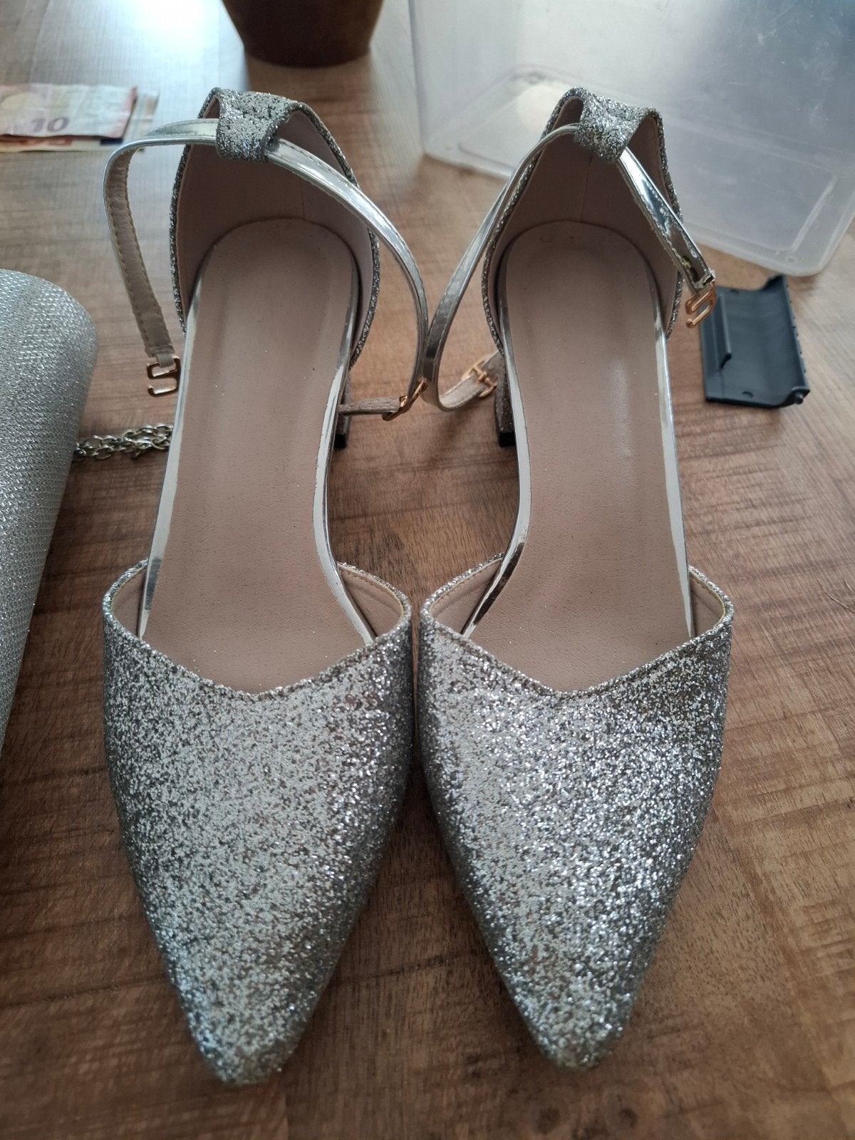dames gala/bruiloftpump zilver glitter, Ophalen, Pumps, Overige kleuren, Zo goed als nieuw