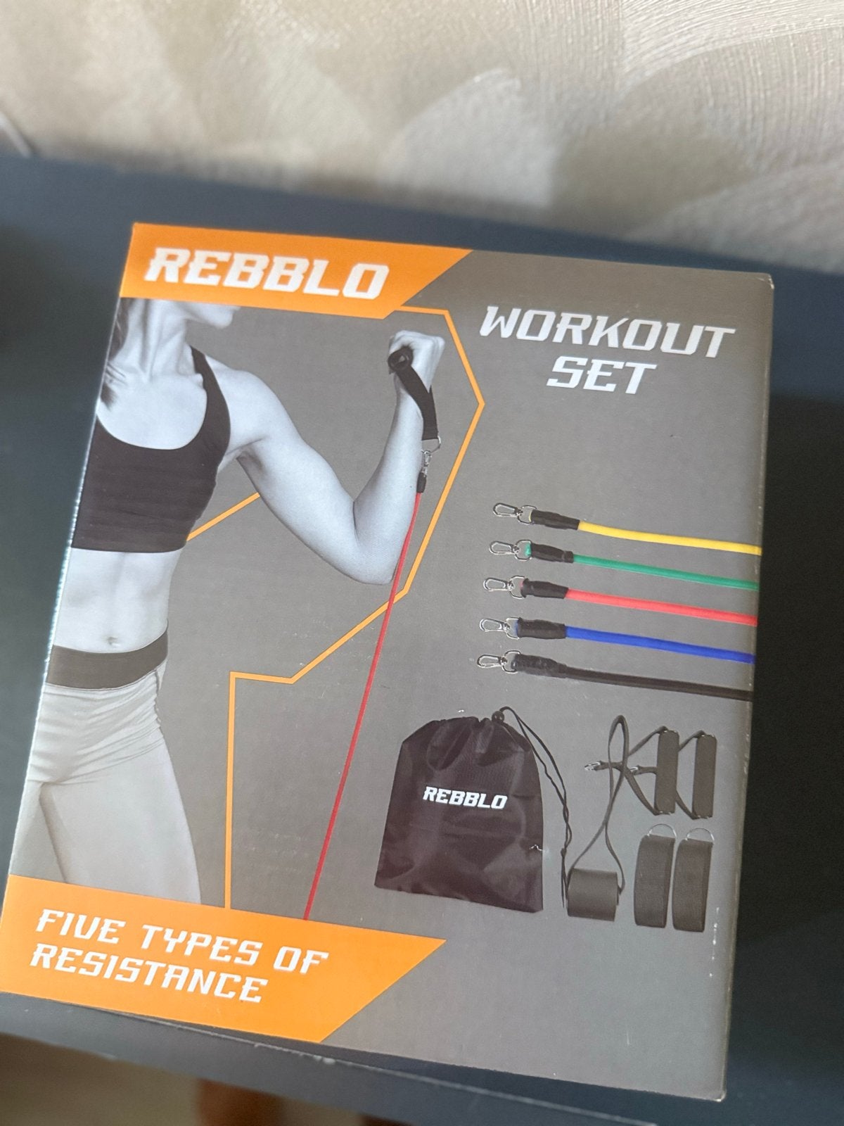 Rebblo Workout Set - 5 Weerstandsbanden - Nieuw in doos, Sport en Fitness, Fitnessmaterialen, Ophalen, Nieuw, Armen, Weerstandband
