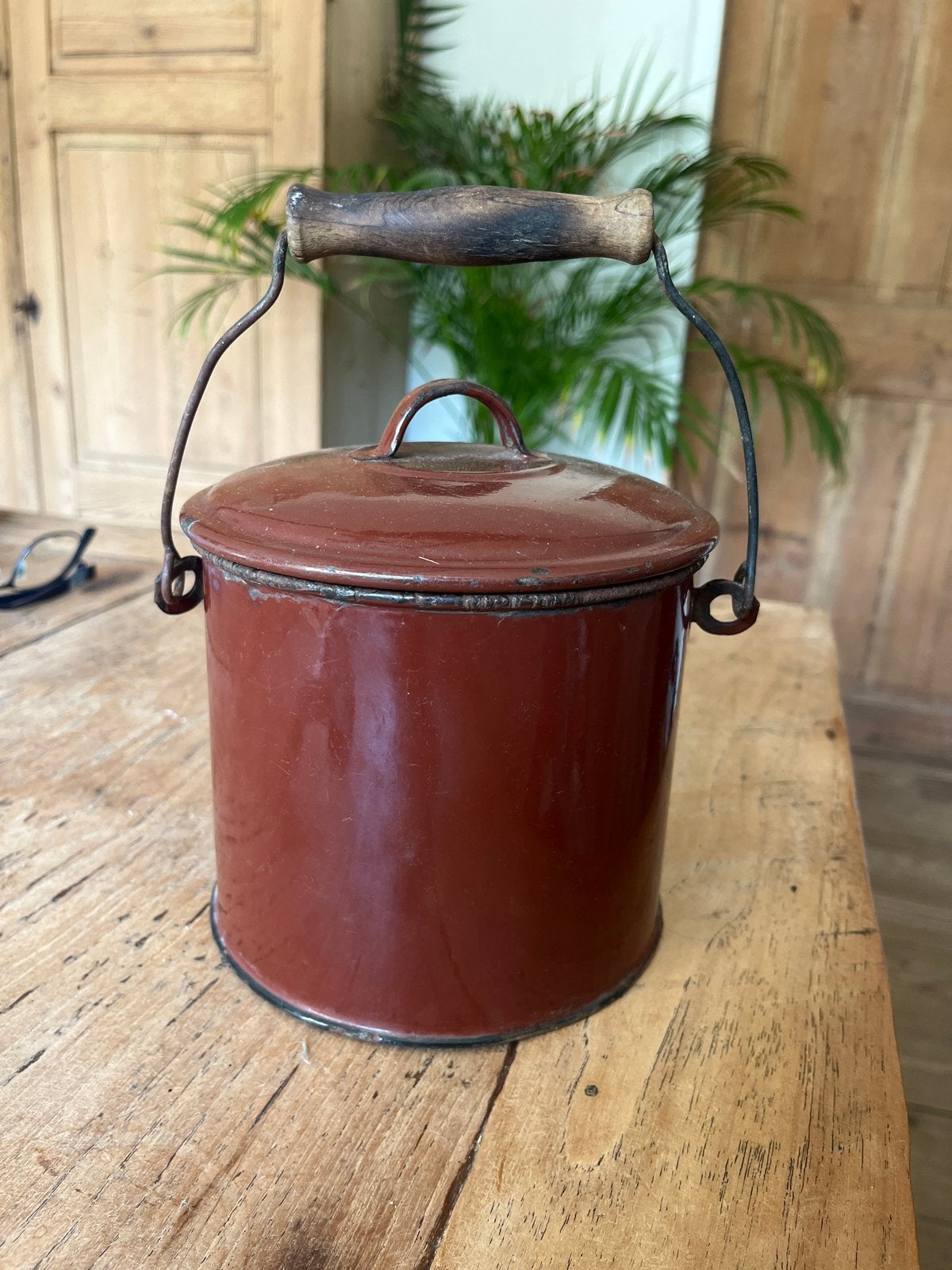 Vintage Hongaarse geëmailleerde pot met deksel en hengsel, Ophalen of Verzenden