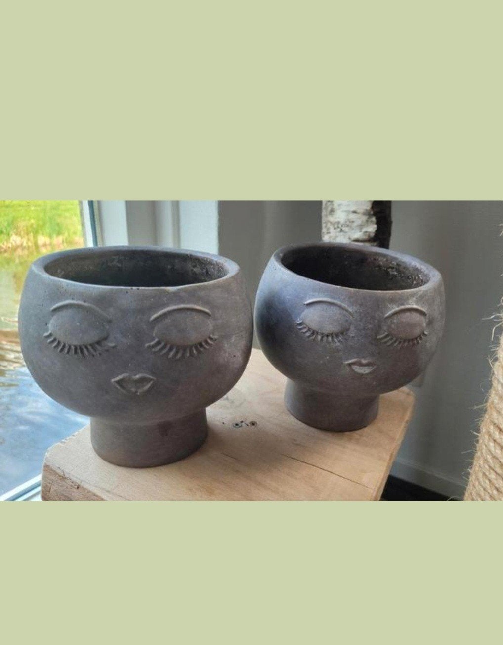 Prachtige lieve gezicht bloempotje 2 stuks, Gebruikt, Rond, Binnen, Ophalen of Verzenden