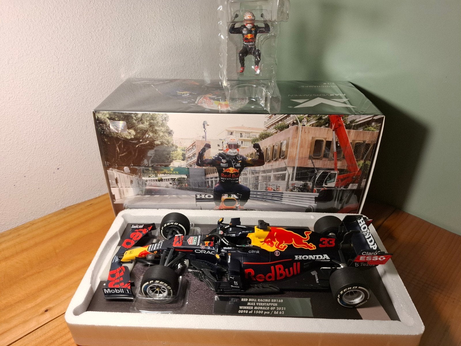 Max Verstappen Monaco GP 2021 RB16B 1:18, Ophalen of Verzenden, Nieuw, Auto, MiniChamps