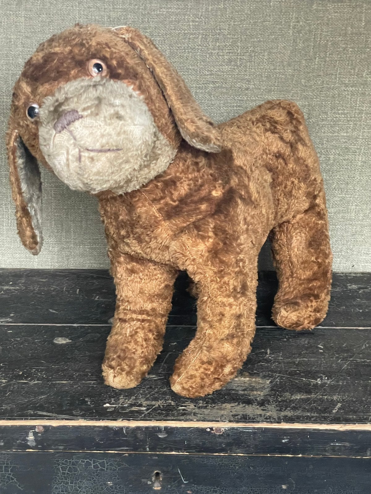 Brocante oude speelgoed hond stro gevuld, Ophalen of Verzenden