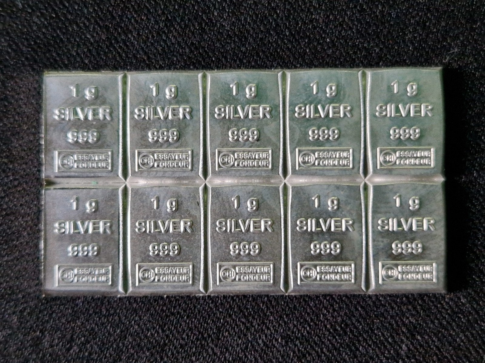 Valcambi 10x1g Zilver CombiBar 999.9 Fijnzilver Breekbaar, Ophalen of Verzenden, Zilver