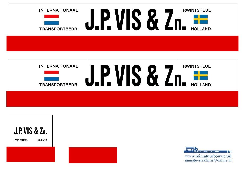 Vrachtauto decal 1:50 J P Vis & Zn ( trailer ), Verzenden, Nieuw, Bus of Vrachtwagen, Overige merken