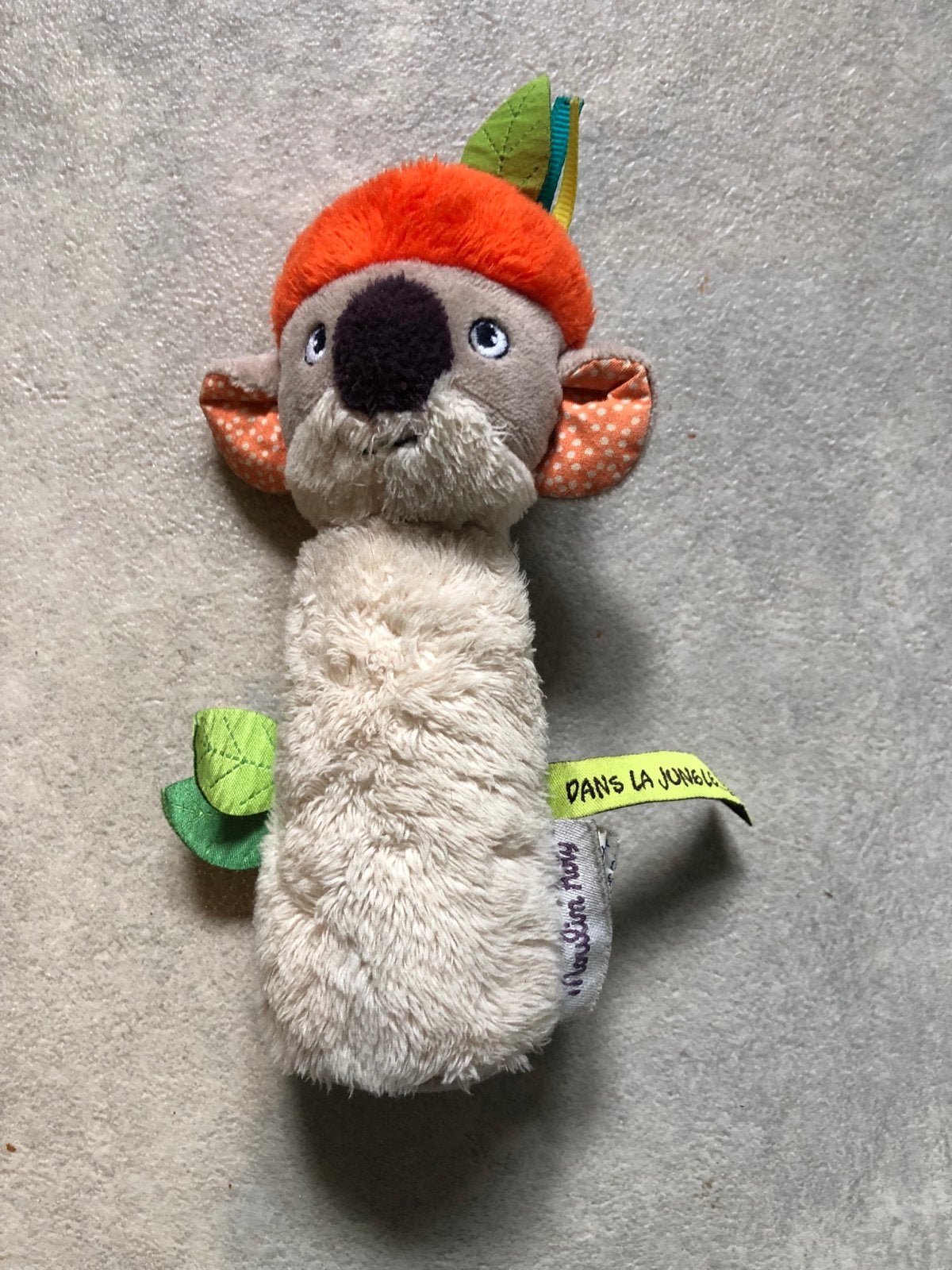 Moulin Roty dans la jungle rammelaar koala met oranje mutsje, Ophalen of Verzenden, Zo goed als nieuw, Rammelaar