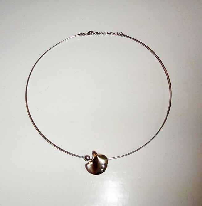 Ketting 925 zilver spang met moderne hanger, Met kristal, Verzenden, Nieuw, Zilver