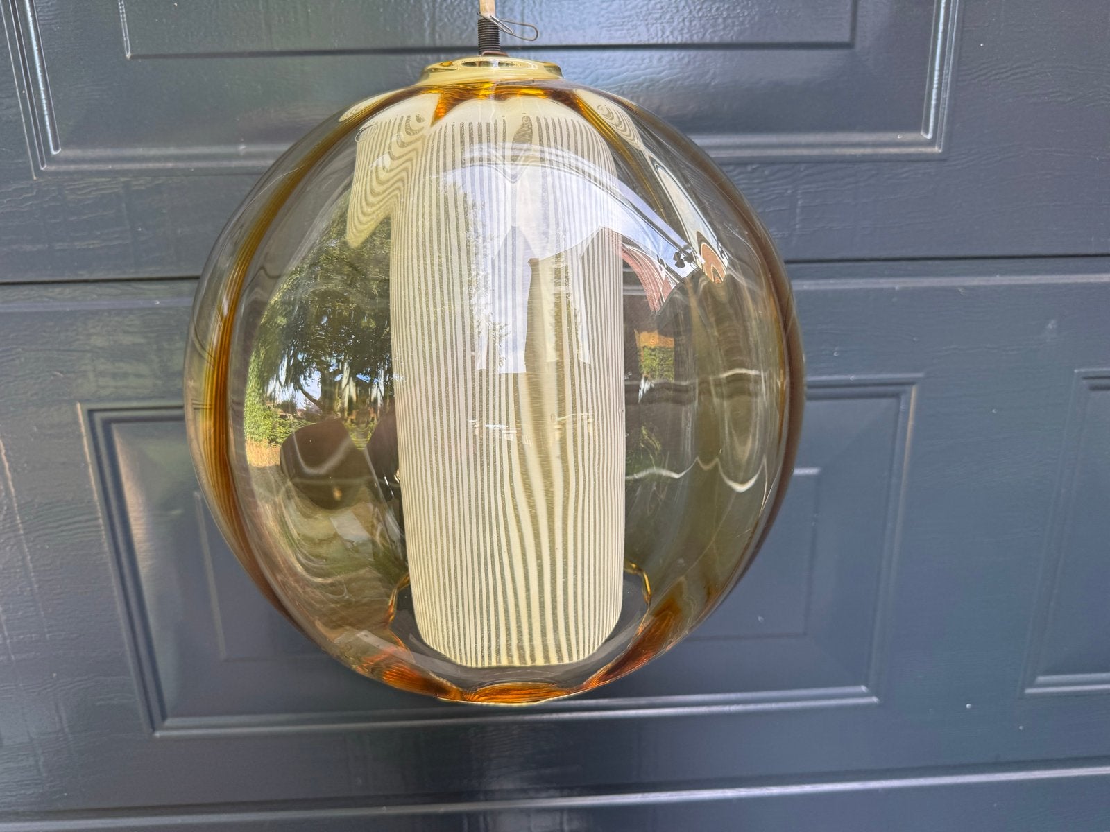 Vintage Murano glazen hanglamp - Amberkleurig, Ophalen of Verzenden