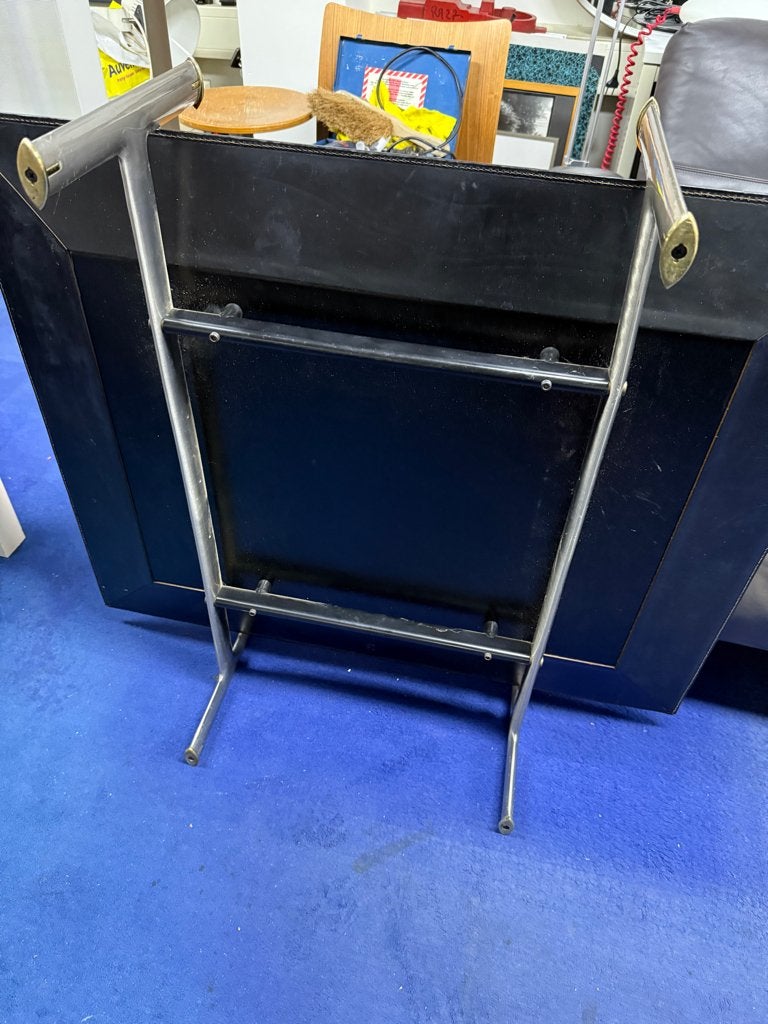 B&B Italia Diesis Salontafel zwart leer +2 glasplaten, Gebruikt, 100 tot 150 cm, KLASSIEK INDUSTRIEEL LOFT, 50 tot 100 cm