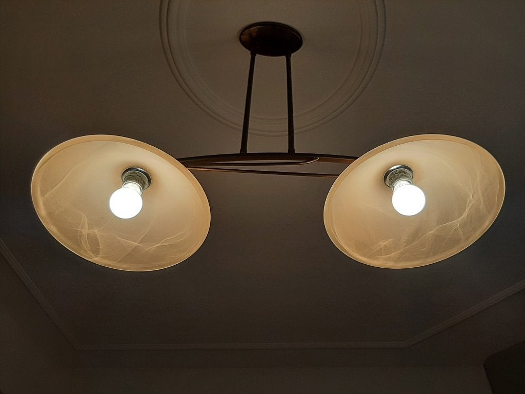 Hanglamp, Huis en Inrichting, Lampen | Hanglampen, Ophalen, E27 (groot), Zo goed als nieuw, Glas