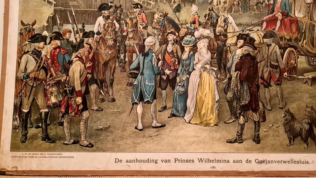 Schoolplaat: Aanhouding Prinses Wilhelmina - Prima Staat, Antiek en Kunst, Antiek | Schoolplaten, Ophalen of Verzenden, Geschiedenis