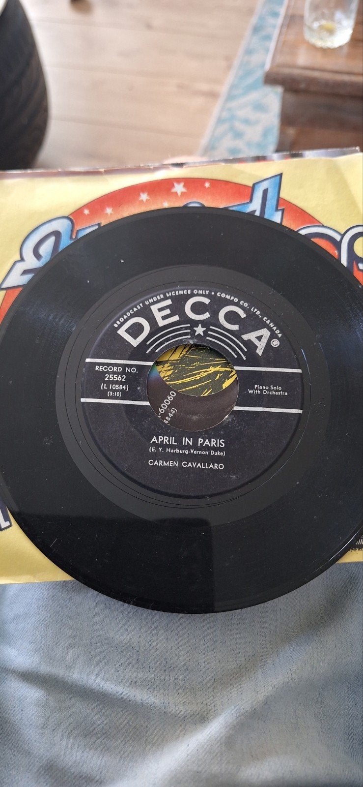 Carmen Cavallaro - April in Paris (Decca 25562), Gebruikt, 7 inch, Ophalen of Verzenden, EP