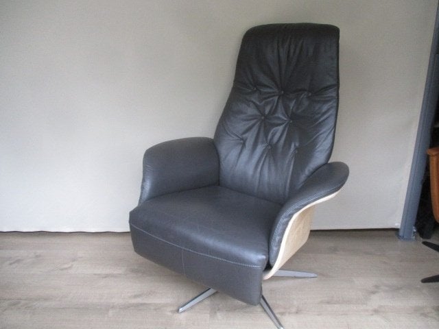 KEURIGE Hjort Knudsen design relaxfauteuil grijs leder Large, Huis en Inrichting, Fauteuils, Ophalen of Verzenden, Zo goed als nieuw