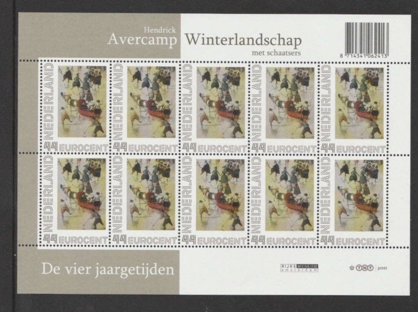 4 Jaargetijden Vel Winterlandschap Avercamp, Postzegels en Munten, Postzegels | Nederland, Ophalen of Verzenden, Postfris