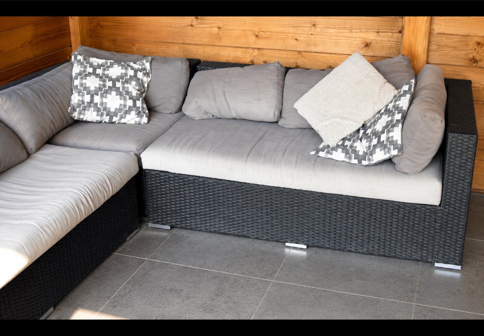 Mooie loungeset van Wehkamp, 238x238 cm, incl. kussens, Tuin en Terras, Tuinsets en Loungesets, Gebruikt, Loungeset, Wicker, Meer dan 8 zitplaatsen