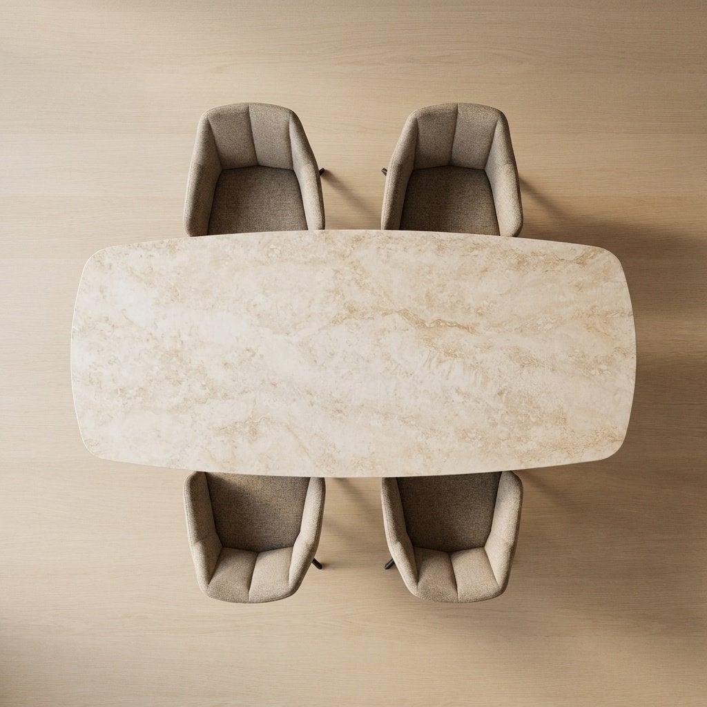 Deens Ovale Eettafel Travertin Kwartssteen 240x100 cm, Overige materialen, 100 tot 150 cm, Verzenden, Vijf personen of meer