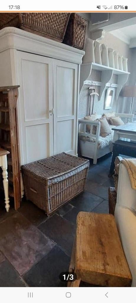 Brocante oude wasmand VANDAAG 29 MEI €22,50,-, Ophalen, Gebruikt, Rechthoekig, Riet