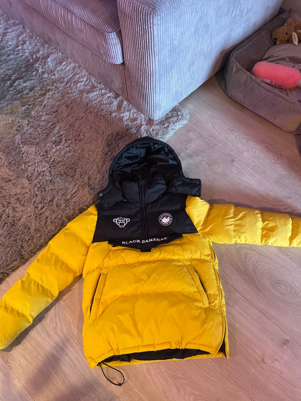 Black Bananas Anorak Puffer Jacket Geel/Zwart, Kleding | Heren, Ophalen, Zo goed als nieuw, Maat 48/50 (M), Geel