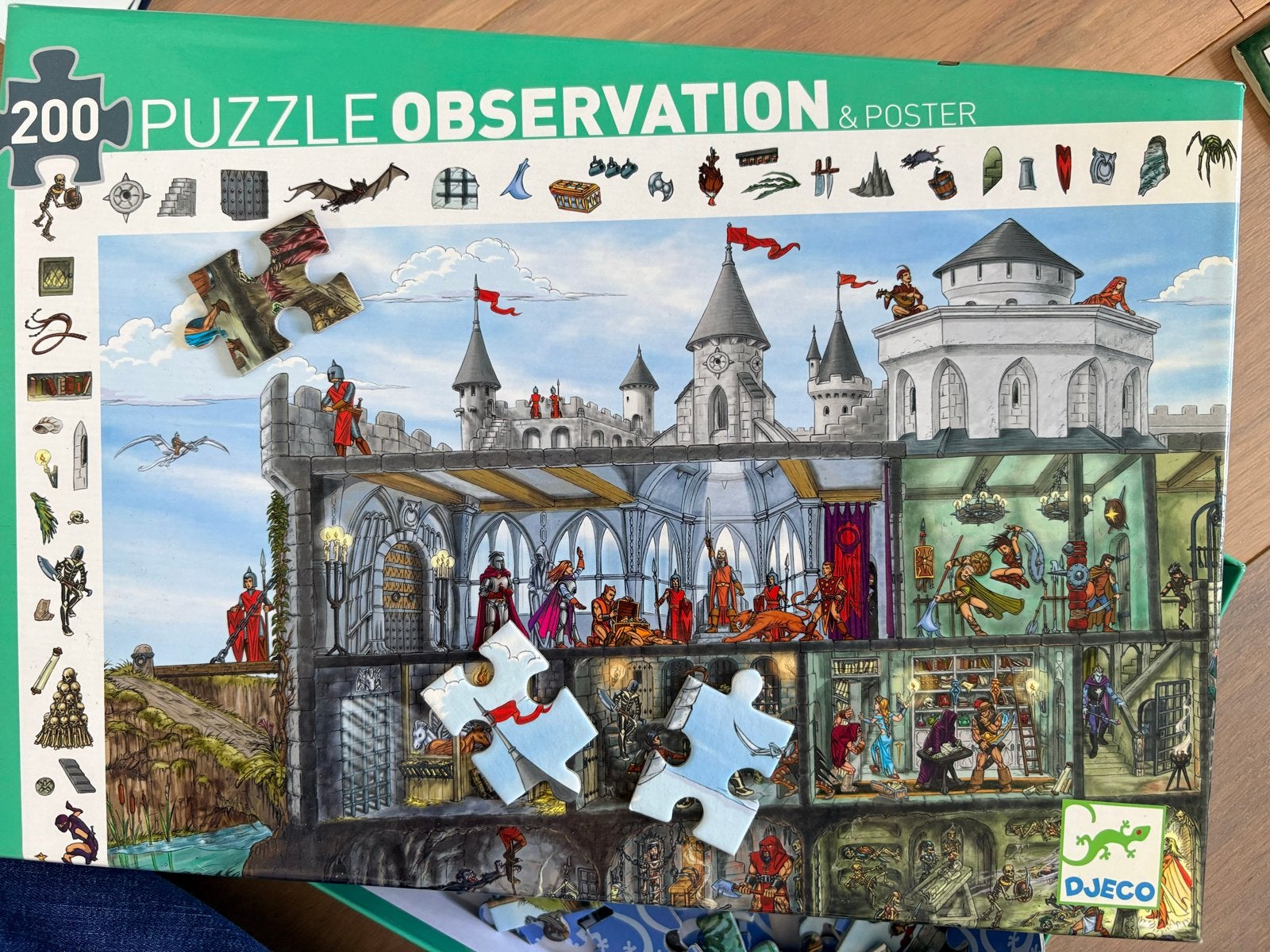 Djeco Observatie Puzzel Kasteel 200 stukjes, Kinderen en Baby's, Speelgoed | Kinderpuzzels, Ophalen of Verzenden, Meer dan 50 stukjes