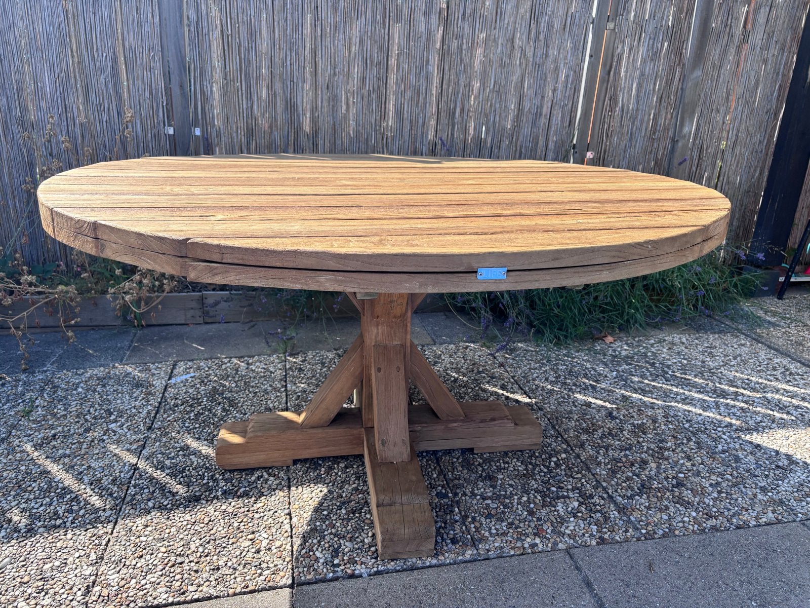 Life Outdoor Living Teak Tuintafel 150cm - Rond, Tuin en Terras, Ophalen, Gebruikt, Rond, Teakhout