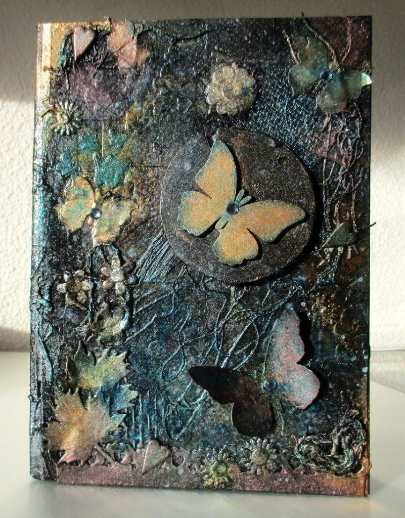 BB.Design - Notitieboek Mixed Media - vlinder en bloem, Hobby en Vrije tijd, Scrapbooking, Ophalen of Verzenden, Nieuw, Album of Boek