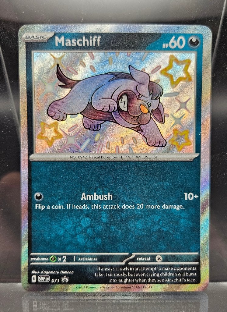 Maschiff scarlet and violet promo pokemon kaart, Ophalen of Verzenden, Zo goed als nieuw, Losse kaart, Foil