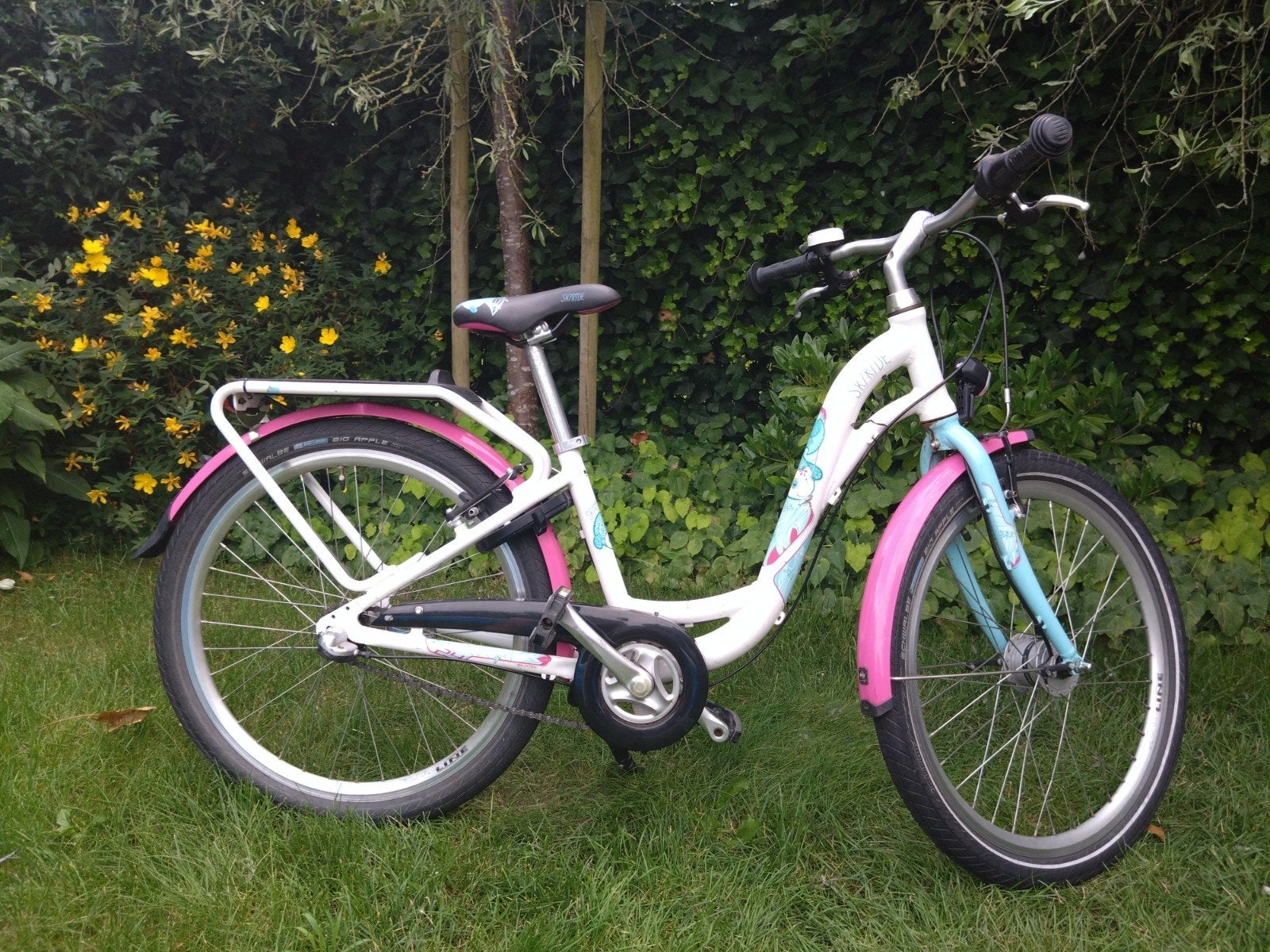 Kinderfiets Puky Skyride 24 inch - Wit/Roze/Blauw, Ophalen, Terugtraprem, Puky, Handrem